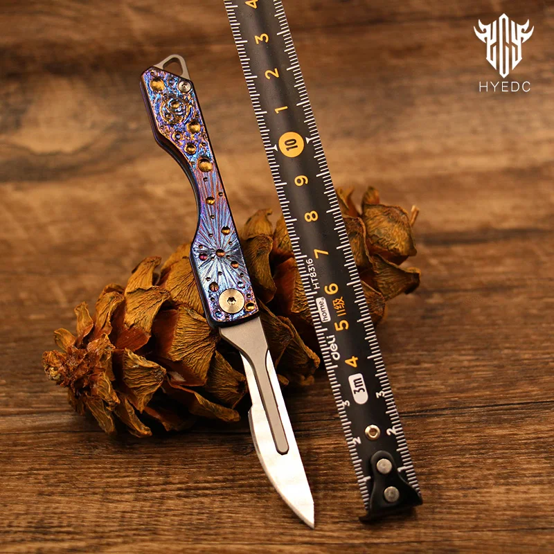 Hand Carved Titanium Alloy Art Knife Keychain Limited Edition Portable Art Knife For Disassembly And Express