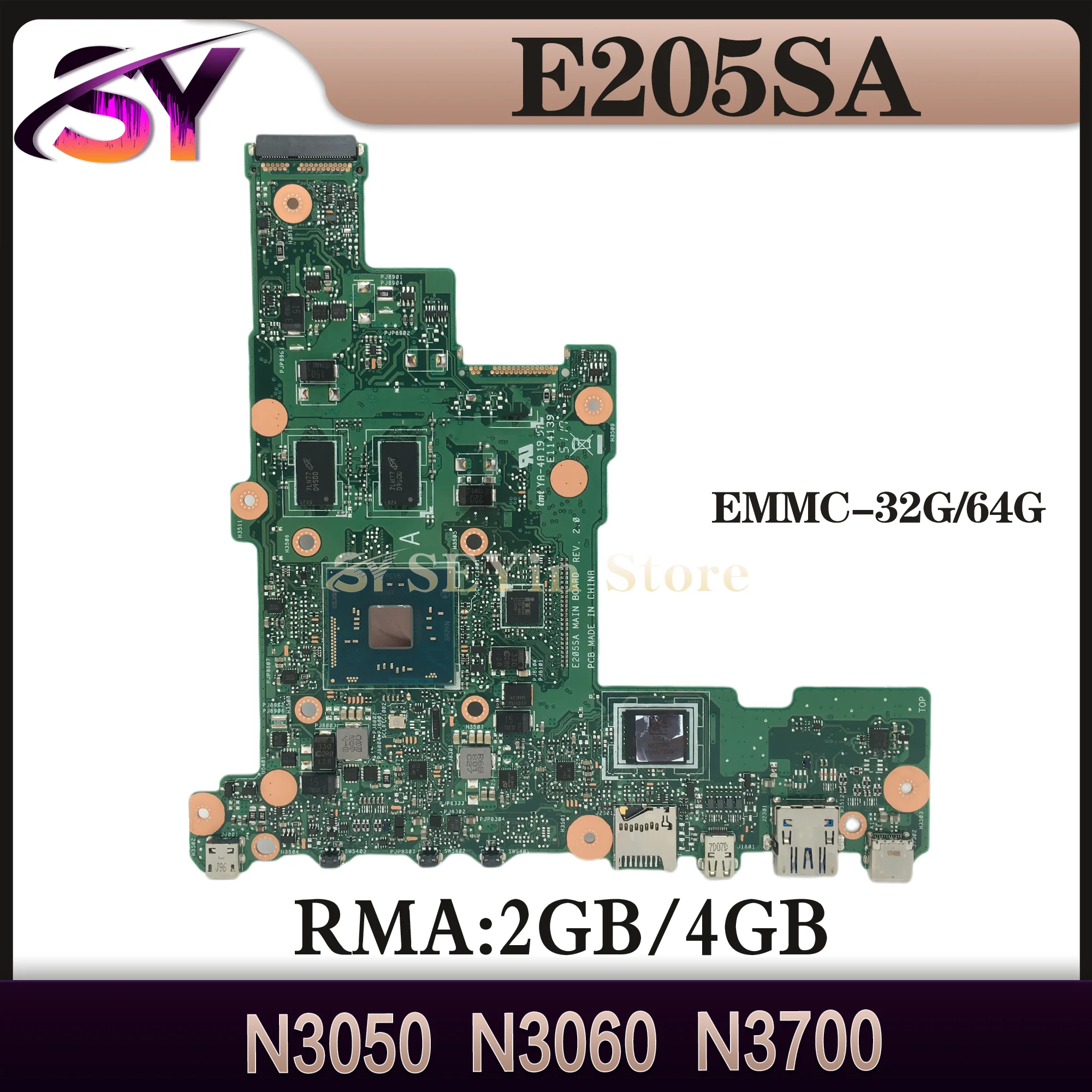 

KEFU E205S Mainboard For ASUS Vivobook Flip TP200SA E205SA L205SA Laptop Motherboard N3050/N3060 N3700 2G/4G-RAM EMMC-32G/64G