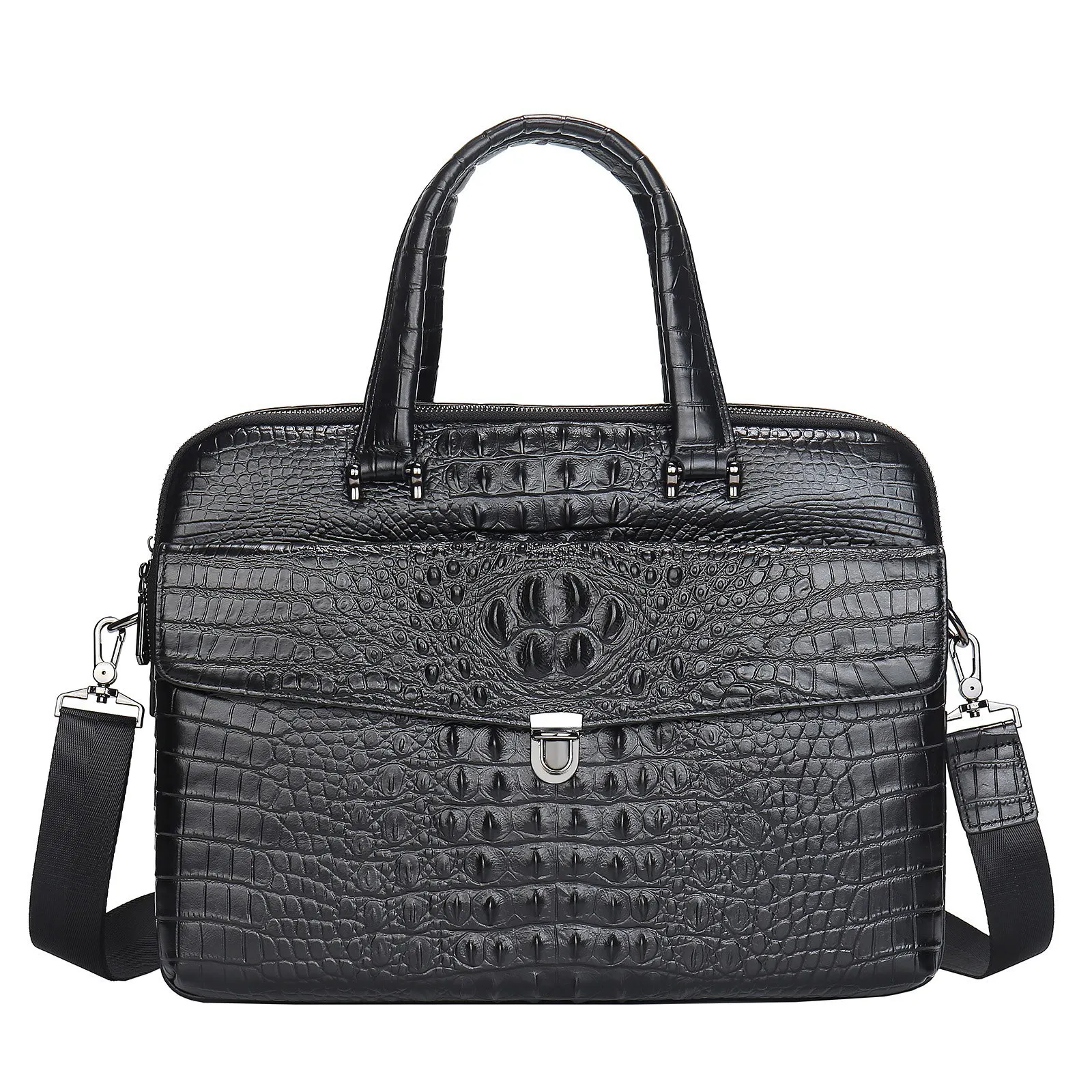 

New Luxury Alligator Pattern Cow Genuine Leather Business Men's Briefcase Male Shoulder Bag Men Messenger Bag Tote Computer Bag