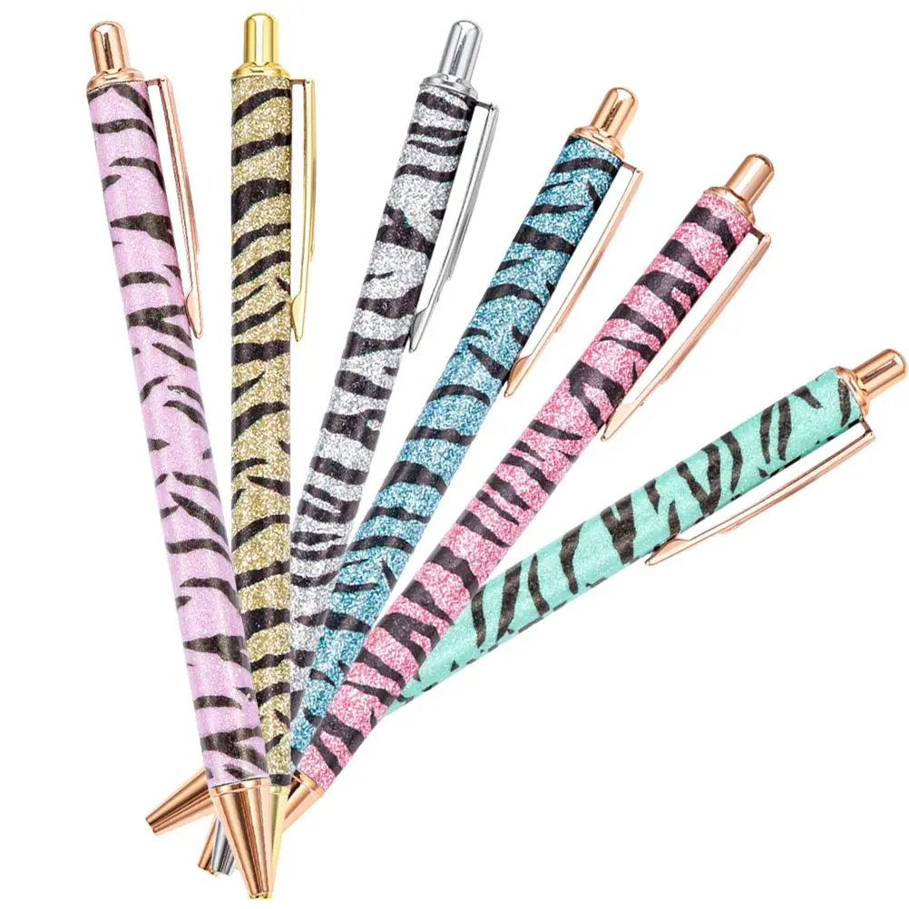 

6pcs Zebra Pattern Ballpoint Pens Fine Tip Plastic Student Creative Writing Ergonomic Daily Use Portable Business Household