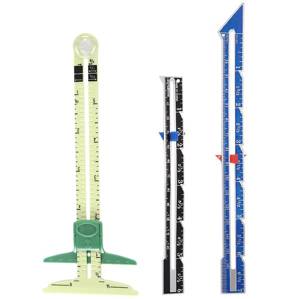 3pcs Sliding Gauge Sewing Tool Set Multifunctional Plastic Drawing Ruler Sliding Gauge Measuring Tool Patchwork Ruler Sewing Acc