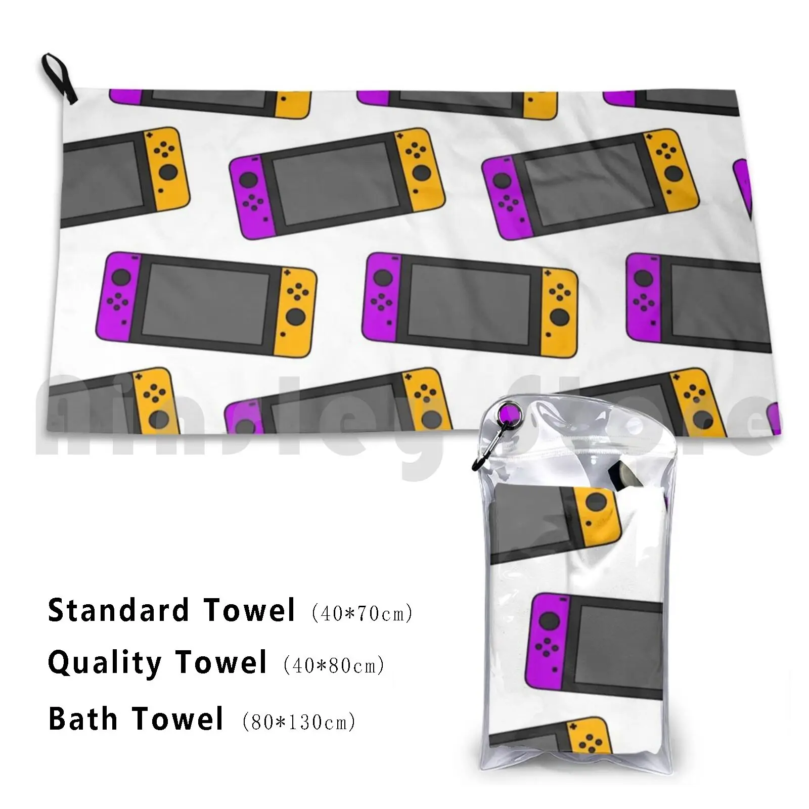 Purple & Orange Switch Pattern Custom Towel Bath Towel Purple Orange Switch Gaming Gamer Game