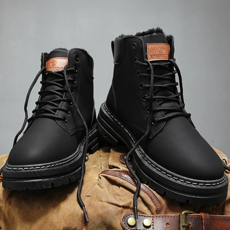 Bottes de neige à l'offre elles optiques pour hommes, chaussures de sport d'hiver, bottes courtes chaudes en velours, bottes de travail d'extérieur pour hommes