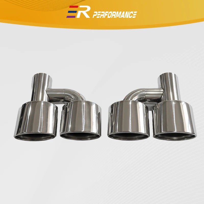 

Car Universal Double Outlet Stainless Steel Chrome End Trim Modified Tail Throat Pipe Exhuast Tips