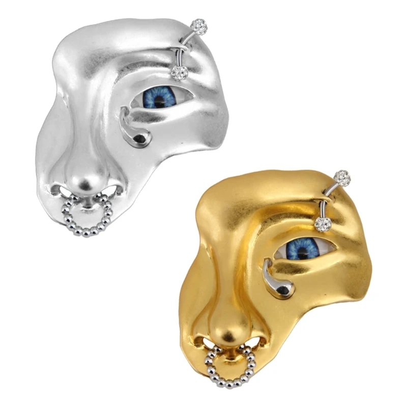 

Exaggerated Vintage Half Face Brooch Alloy Pin Badge Orcs Mask Lapel Pin