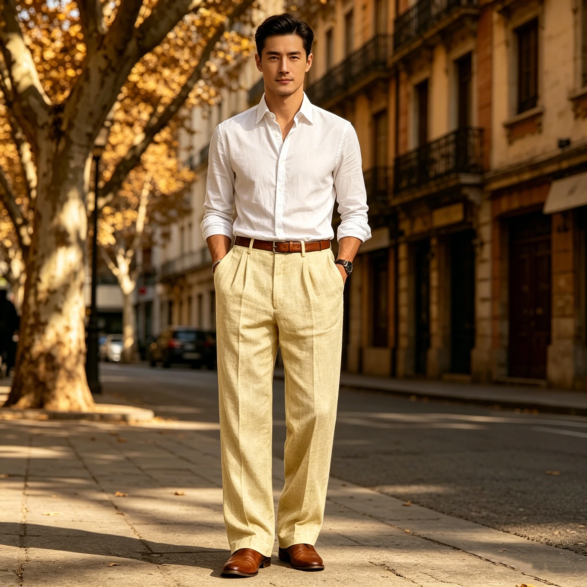 Men's Summer Linen Suit Pants High Waist Pleated Wide Leg Casual Trousers Business Formal  Breathable Loose Fit Straight Pants image 4