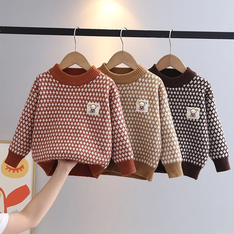 

Boys Woolen Jersey Sweaters Autumn Winter 2024 Children Knitted Outerwear Tops For Baby Boy Clothes Kids Sweater Outfits 4 5 6Y