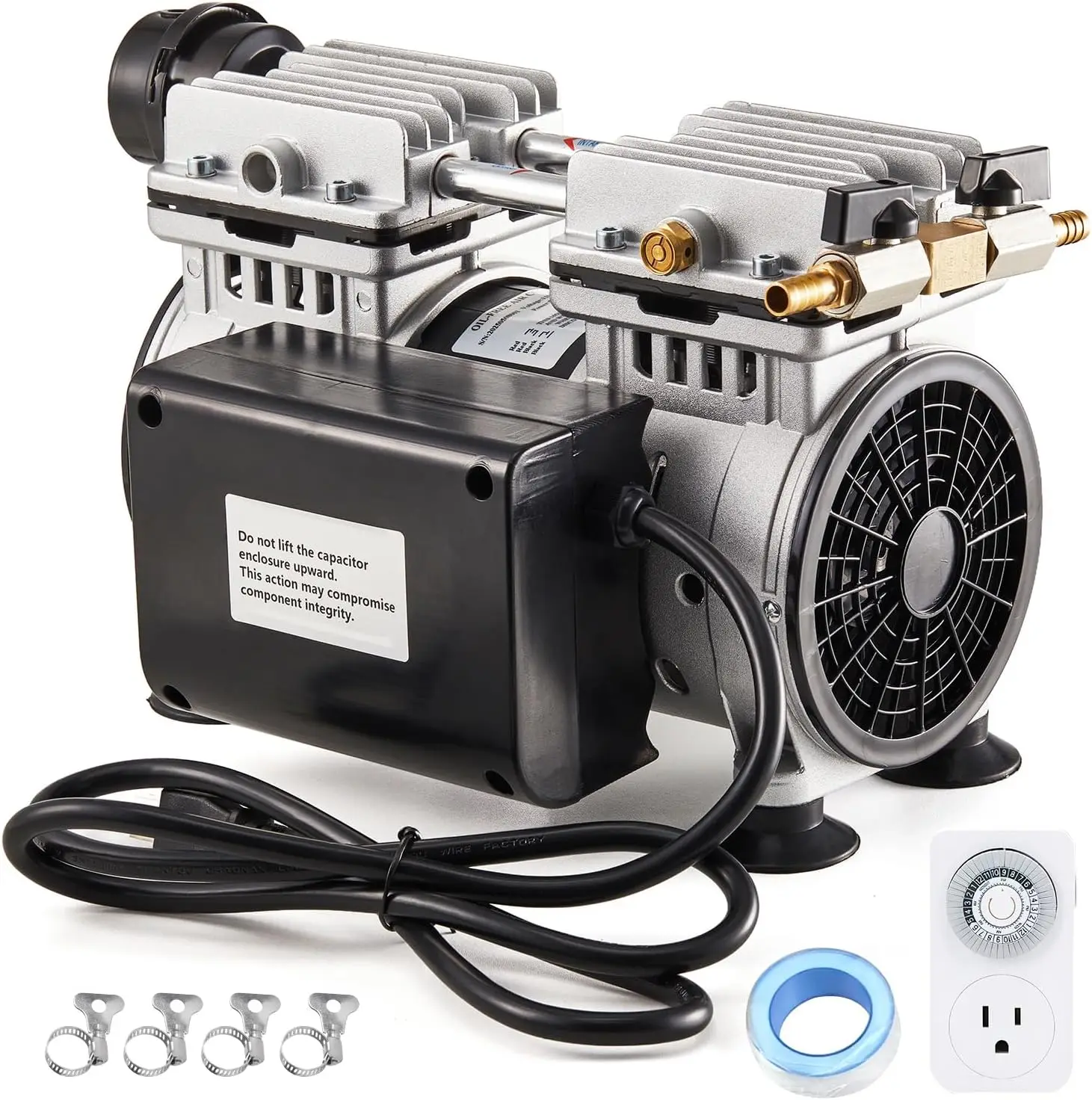 

550W Pond Aerator Pump with Timer, 5.2CFM for Up to 3 Acre Lakes, No Diffusers Included