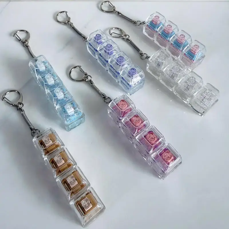 SXH 1/2/3/4/9 Key Keyboard  Toys Crystal Keycap Keychain Stress Relief Fingertip Gadget Decompression Toys Clicker  Toy