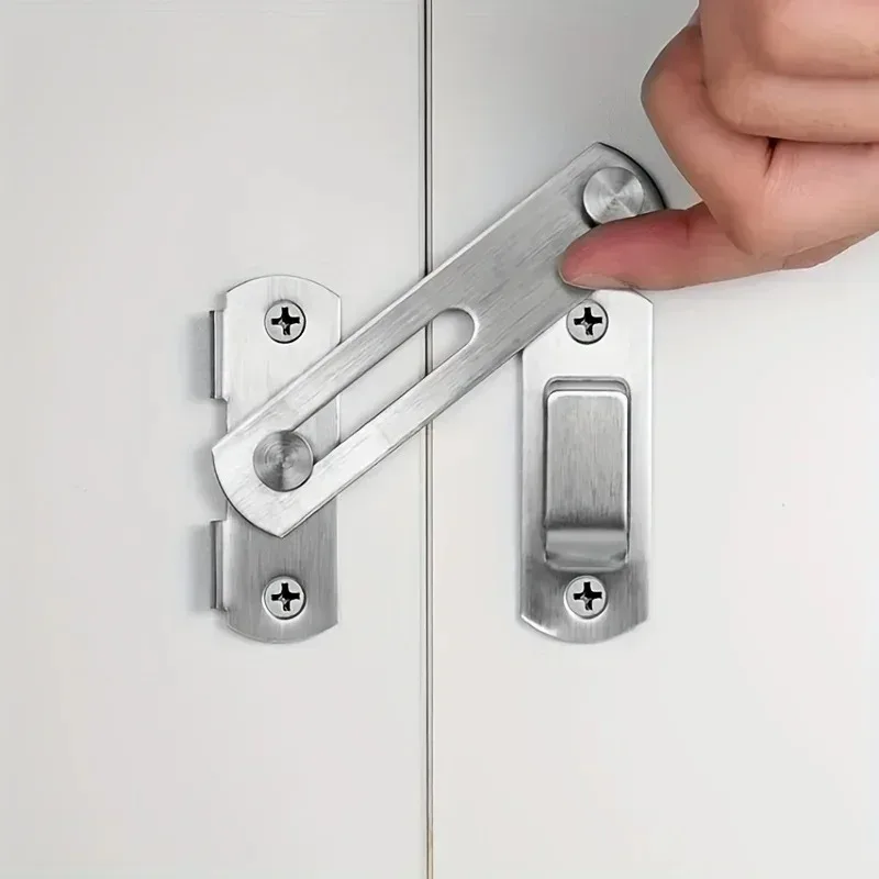 1Pcs Stainless Steel Sliding Barn Door Lock Hardware Gate Latch, Window Closet, Matte Black Silvery