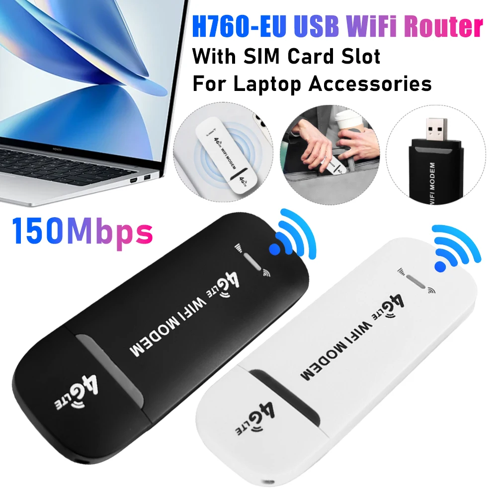 

H760-EU USB WiFi Router Portable Pocket Mobile Wi-Fi Adapter 150Mbps High Speed Modem Stick With SIM Card Slot For Laptops PC