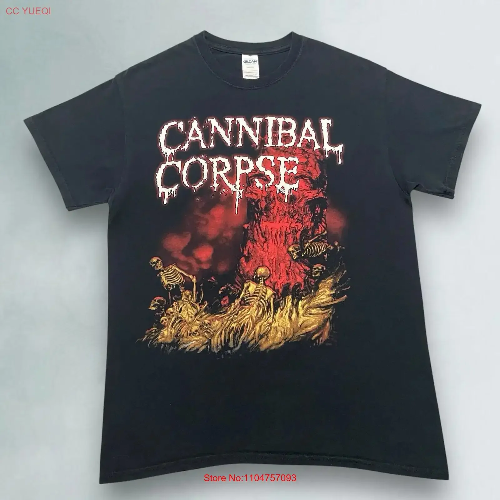 Camiseta Cannibal Corpse para hombre, talla M, negra, Skeleton River Death Metal, estilo Y2K vintage 2015, vintage, lavada, transpirable, unisex.