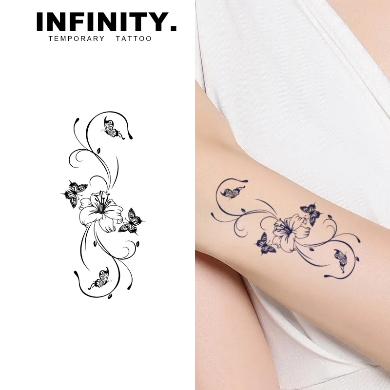 Flower temporary tattoo sticker, waterproof magic tattoo, lasts to 8-15 days fake tattoo, semi permanent tattoo