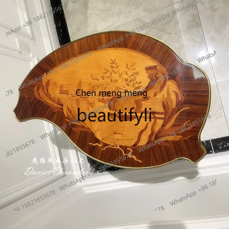 k182European Style Corner Table Peach Core Solid Wood Side Table Light Luxury Villa Vintage Telephone Table Decoration