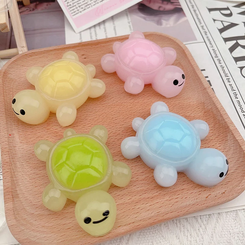 1Pcs Color Series Noctilucent Turtle Home Decor Landscaping Crafts Cute Q-pop Decompression Toy Miniatures Ornaments Decoration