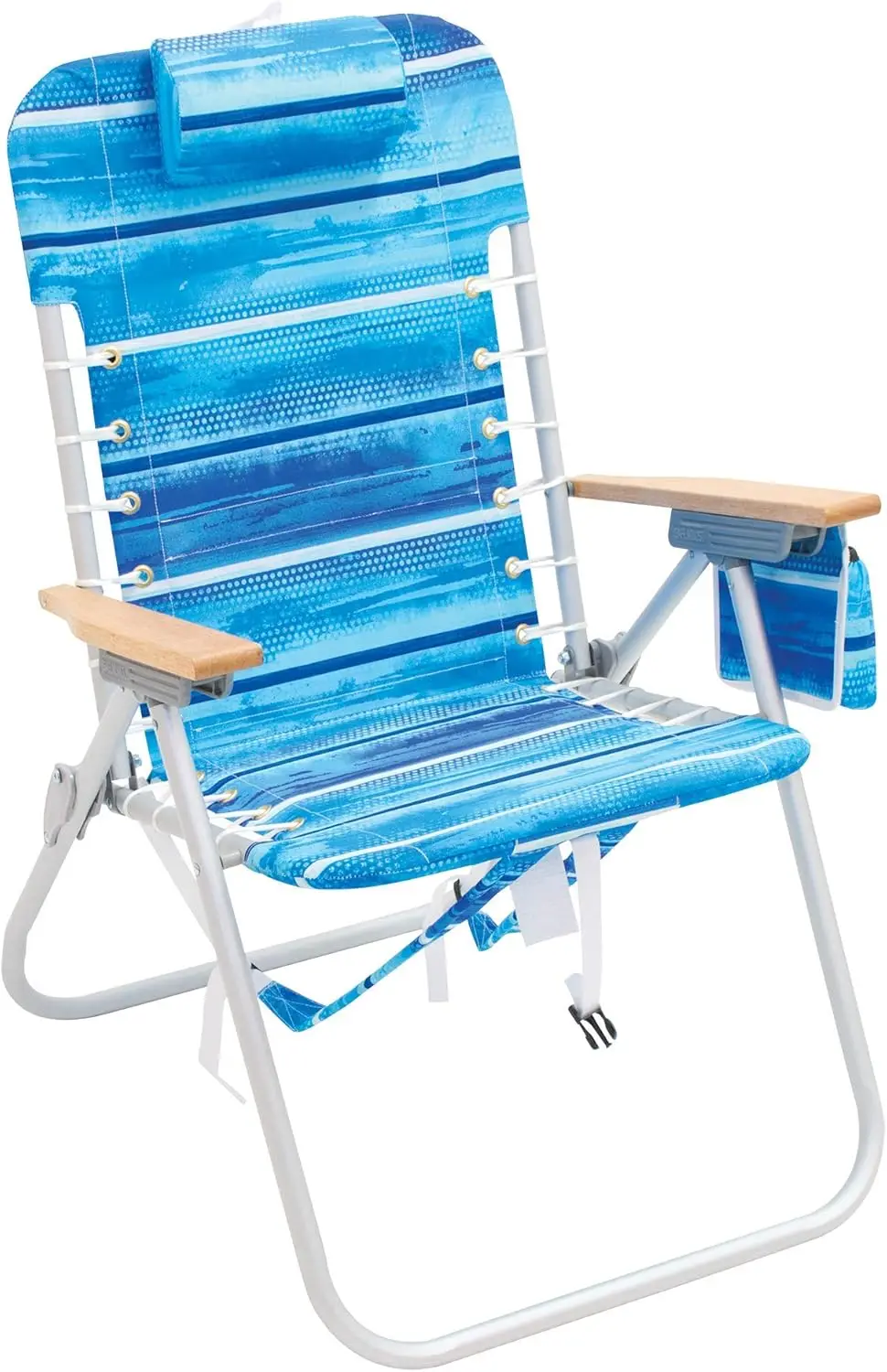

4-Position Folding Beach Chair with Backpack, Outdoor Stripe Design, Portable for Travel