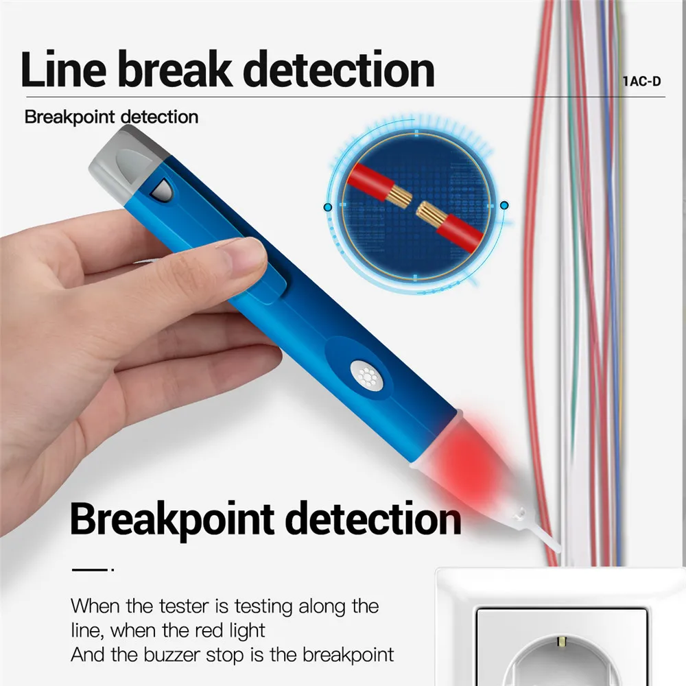 AMITOU 1AC-D AC Voltage Detectors Digital Non-Contact Test Pencil Electric Voltage Meters 90-1000VAC line Breakpoint Tester