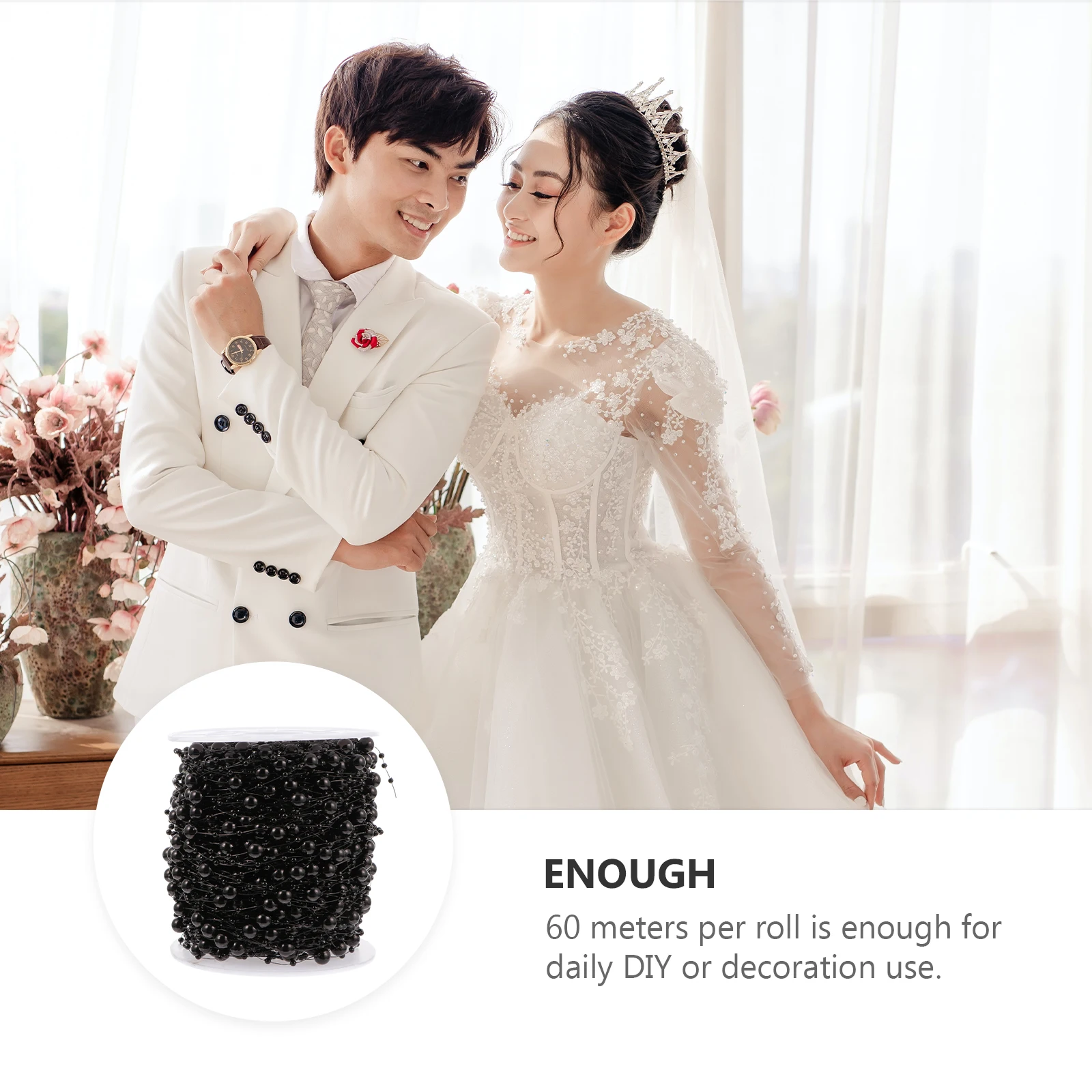 

Artificial Flower Headdress Decorative Bead Chains Pearl Beads Crafting Abs Faux