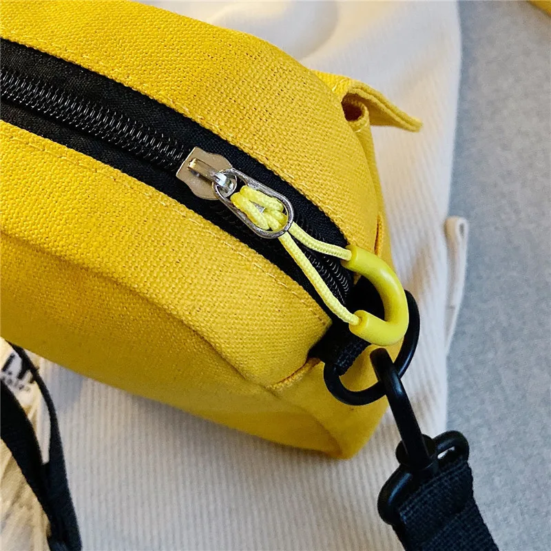 Fashion Single Shoulder Bag For Student Casual Canvas Handbag Outdoor Phone Messenger Bag Zipper Crossbody Bag Purse For Girls