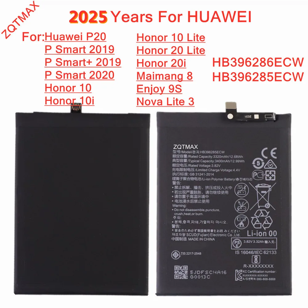 

Аккумулятор HB396286ECW для Hua Wei Honor 10 Lite, Honor 10i 20i для Huawei P Smart 2019 2020, Enjoy 9S, Nova Lite 3, Maimang 8