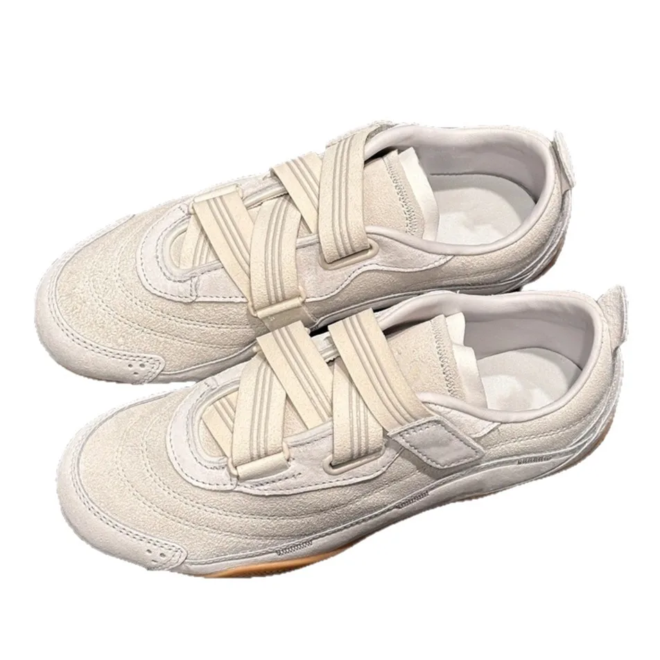 French Retro-Style Velcro Ballet Training Shoes for Women—Versatile Casual Sneakers
