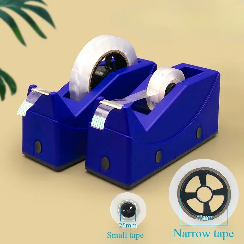 1pcs Large Dual-purpose Tape Base Transparent Stationery Small Tape Cutter Blue White Base Anti Slip Cutting Gummed Bracket