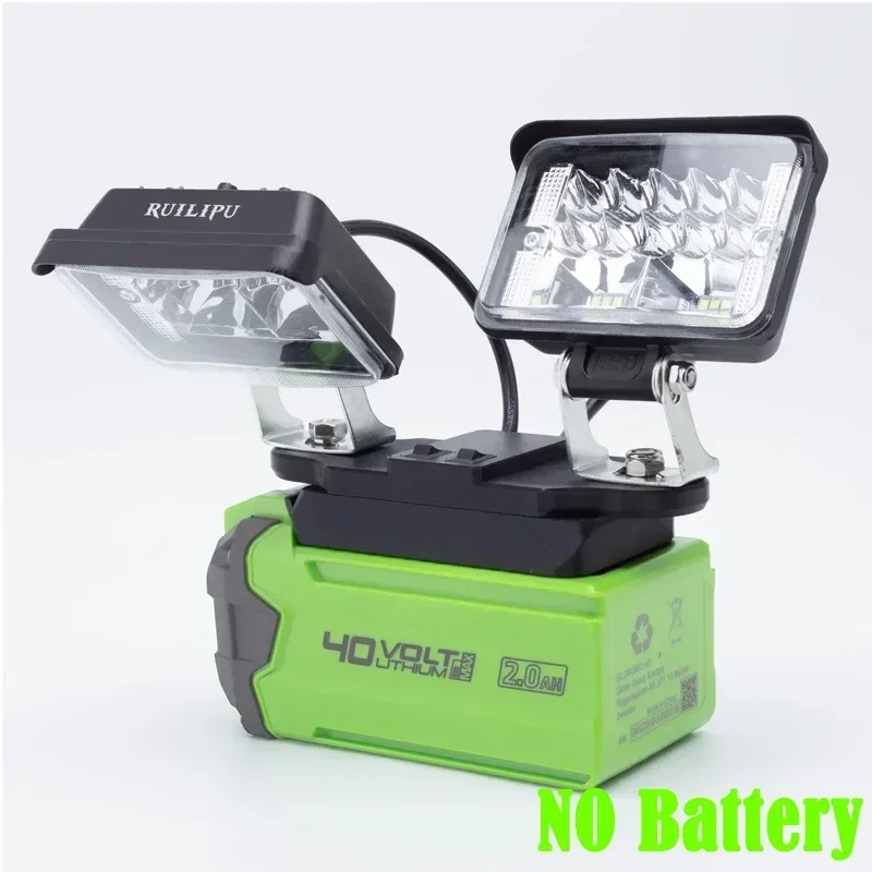 Portable LED Work Light For GREENWORKS 40V Wireless Outdoor Double Headlight Max Lithium Battery Power Tool Accessories