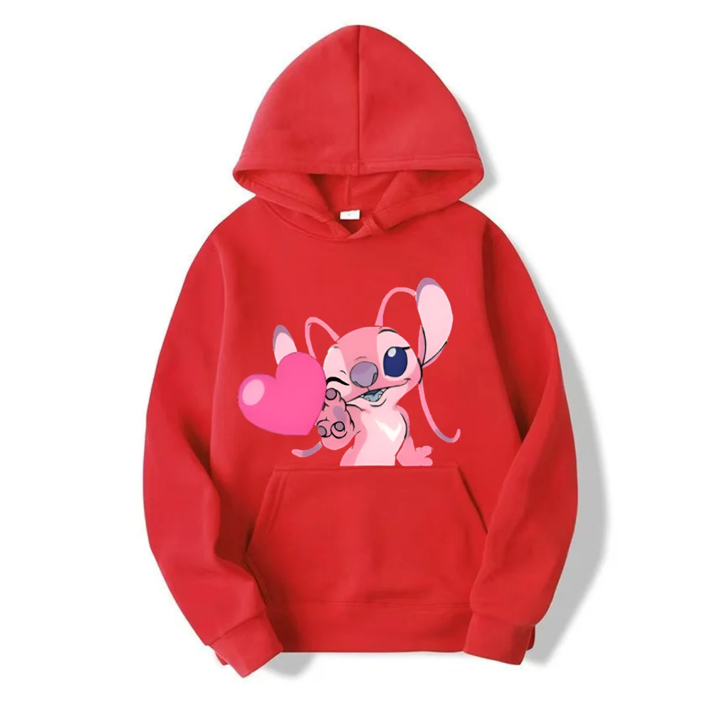 2024 Disney Stitch Cartoon Anime Vrouwen Trui Tops Lente Herfst Mannen Hoodies Casual Zwart Sport Paar Sweatshirts Kleding