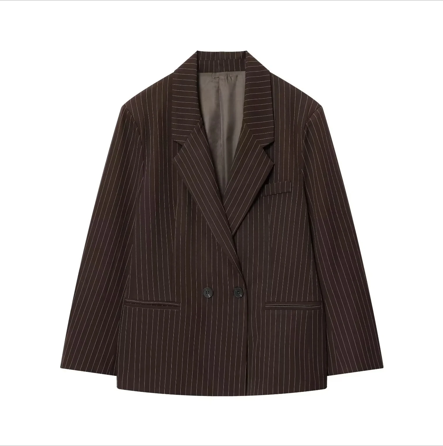 

New women's casual fashion temperament simple loose version pinstripe long-sleeved suit jacket