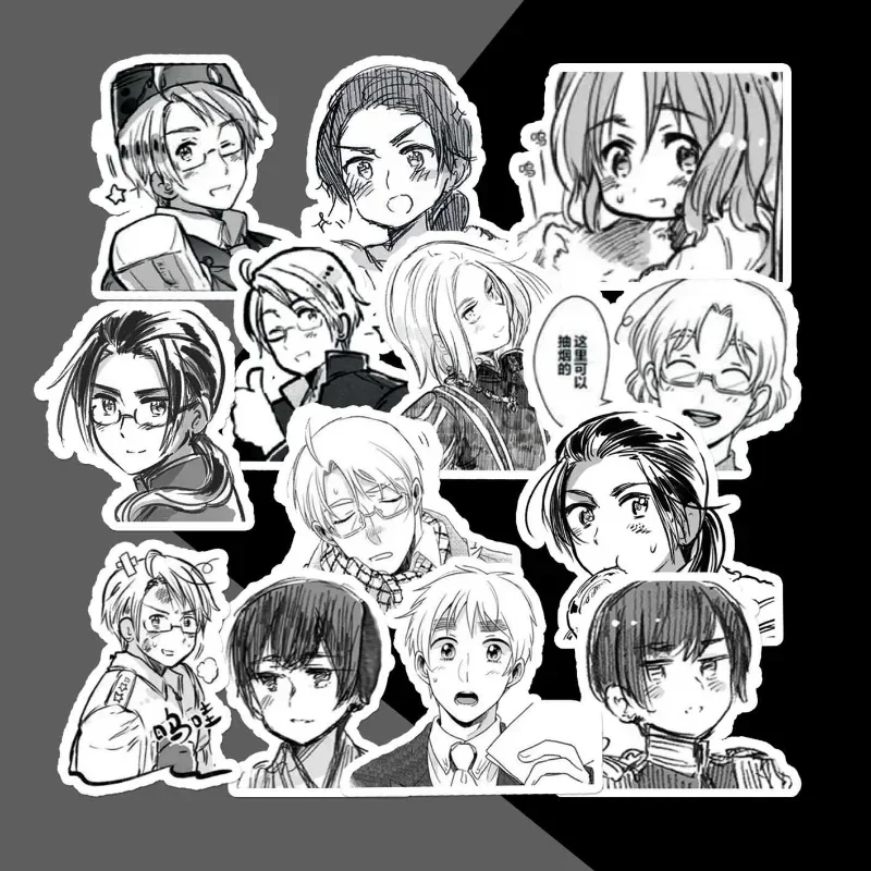 Axis Powers Hetalia Anime Sticker Ivan Alfred Arthur Aph Black White Manga Style Stickers School Supplies Ipad Phone Case Decor