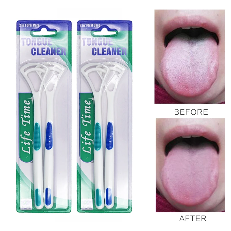 

2set Tongue Brush Tongue Cleaner Scraper Cleaning Tool Dental Oral Hygiene Care Clean Dental Care Tongue Clean Tool Fresh Breath