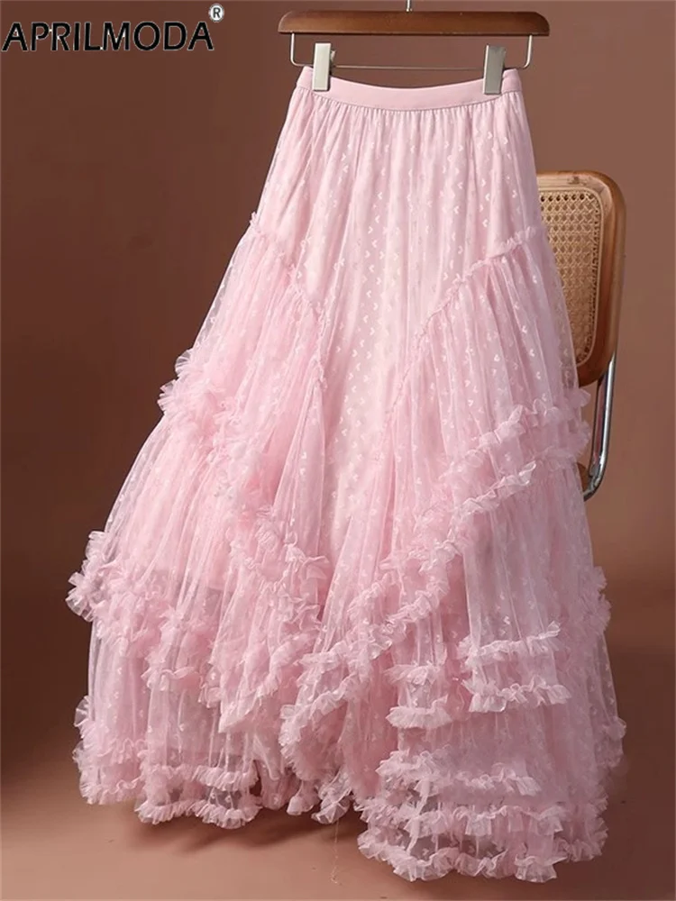 

Sweet Mesh Tulle Tutu Big Swing Fairycore Puffy Midi Long Skirt Fashion Ball Gown Multi Layer High Waist Party Holiday Skirts