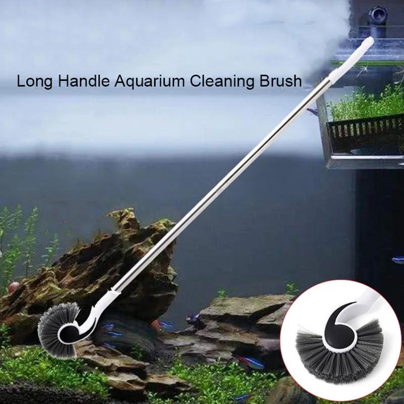 Long Handle 95cm Cleaning Brush Plastic Aquarium Glass Algae Cleaner Removal Plant Aquarium Fish Tank Aquarium Accessories