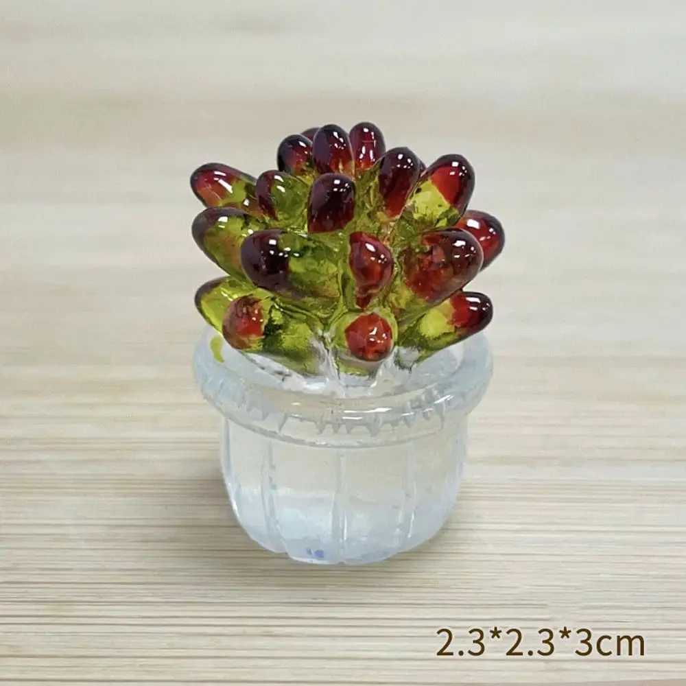 

Cartoon Cactus Bonsai Decor Resin Crafts Transparent Fleshy Mini Cactus Figurines Realistic Simulated Cactus Desktop Ornament