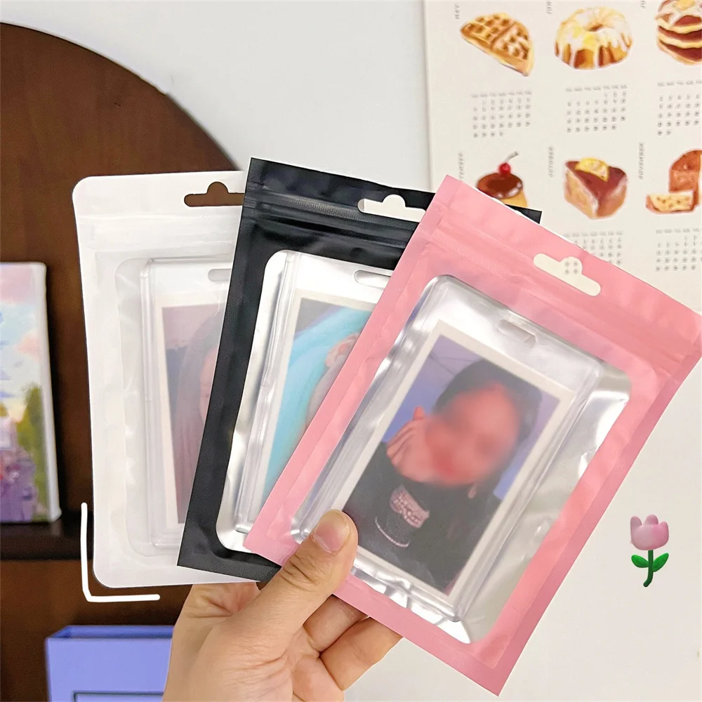 10pcs Frosted Zipper Bag Transparent Thicken Plastic Seal Bags For Idol Photocard Display Storage Bags Gift Card Protector