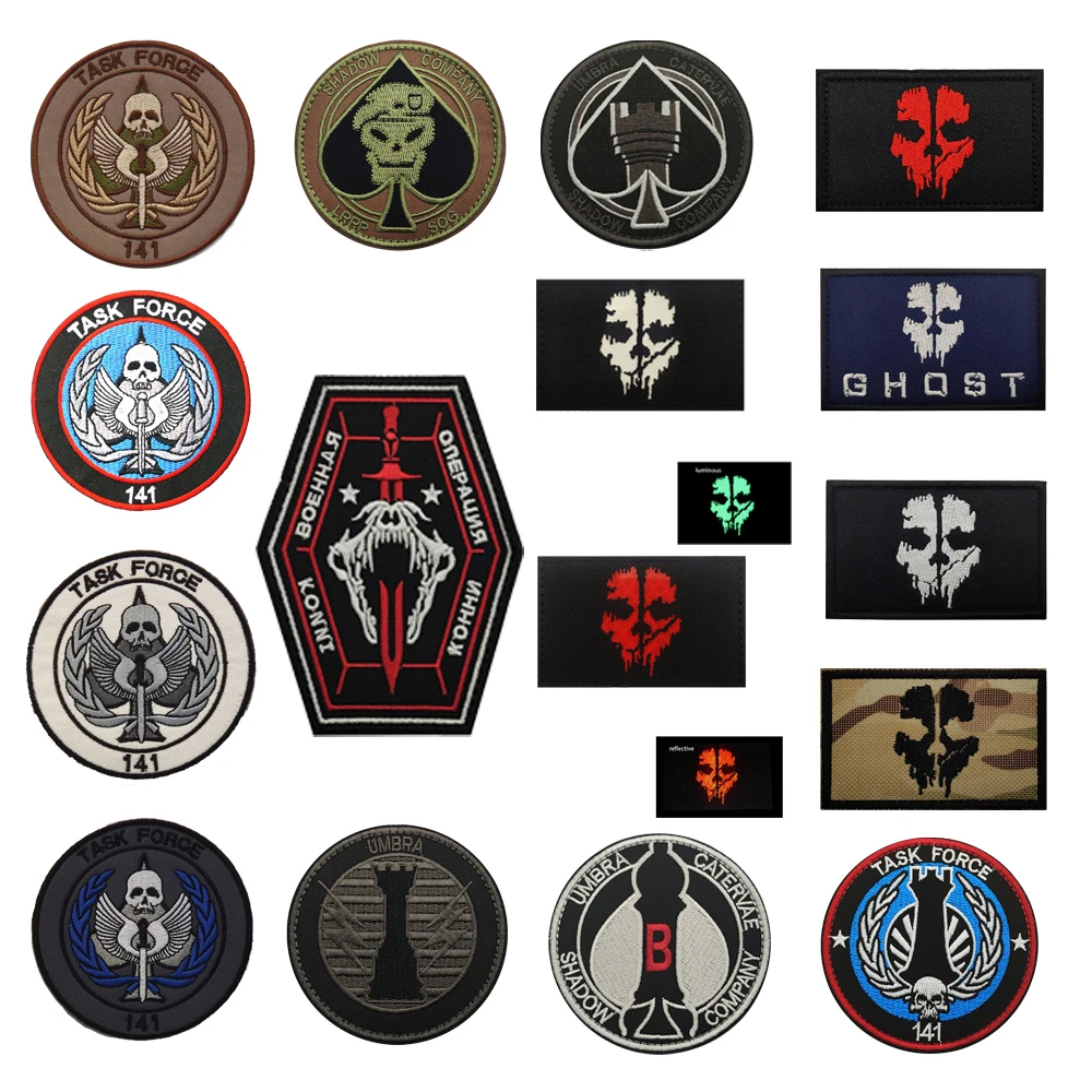 

New Call of Duty Collection Embroidered Magic Armband IR Glow Badge Ghost Mask Bag Accessory Backpack Patches for Clothing