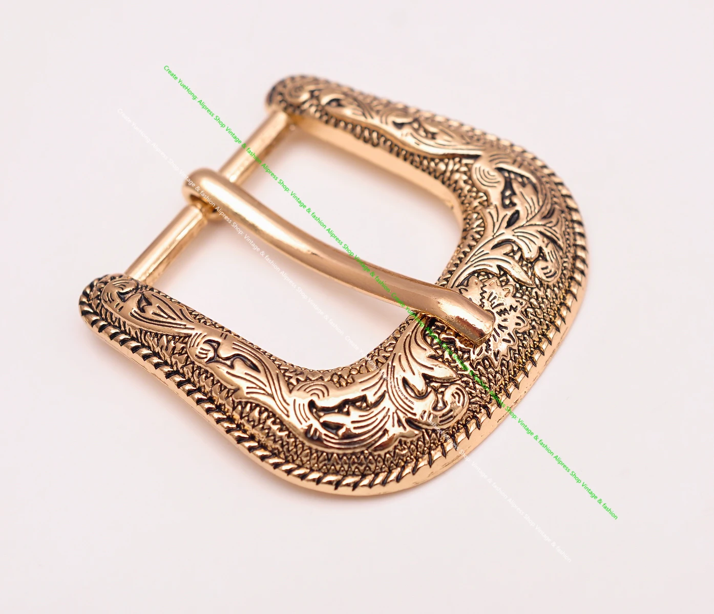 ROCK WESTERN COWBOY GOLD FLORAL ENGRAVED BELT BUCKLE SET FITS 30MM LEATHER STRAP