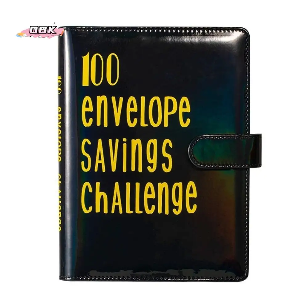 

PU Leather Saving Money Binder Dazzling Colors Loose-Leaf Binder 100Envelopes Challenge Notebook Money Organizer Budget Planner