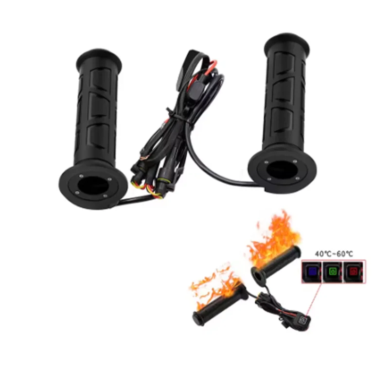 

MotorcycleUniversal 22mm Adjustable Temperature Heated Hand Grips Winter Handlebar Warmer for Scooter ATV Dirt Bike