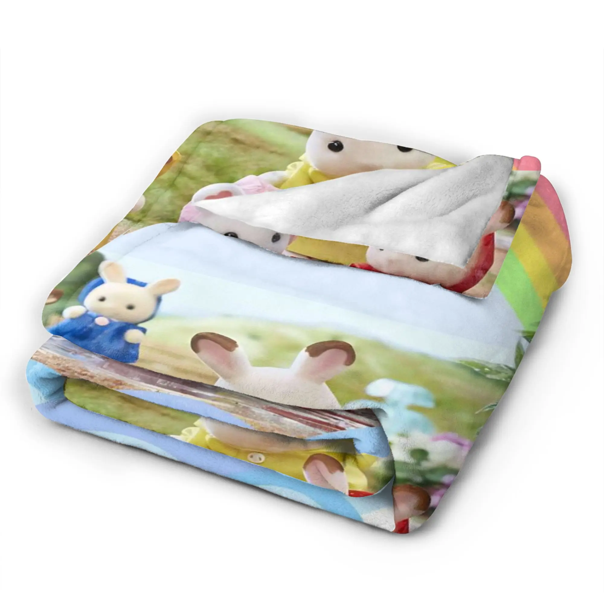 Sylvanian Families Warm Blankets  Children Plush Throw Blanket Comfortable Living Room Flannel Bedspread Sofa Bed Cover