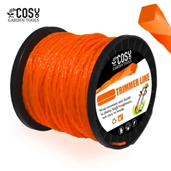 COSY2.0/2.4/2.7/3.3/4.0mm Spiral Grass Cut Strimmer Line Graphite Filling Cord Nylon String Lawn Mower Orange Twisted Shape Line