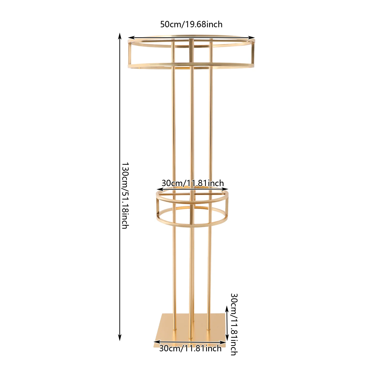 2-layer Golden Metal Flower Stand Banquet Guide Frame High Load-bearing Display Stand Decorative Flower Base