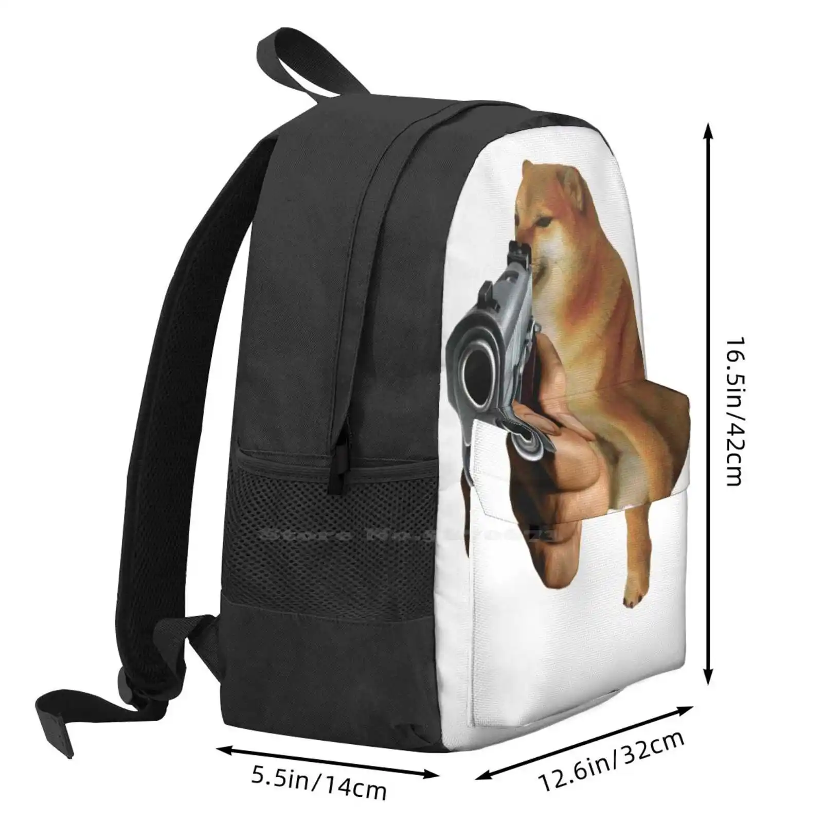 Attack Cheemsburbger Fashion Travel Laptop School Backpack Bag Gun Cheemsburbger Meme Doge Cases Phone Fun Lmao Trending