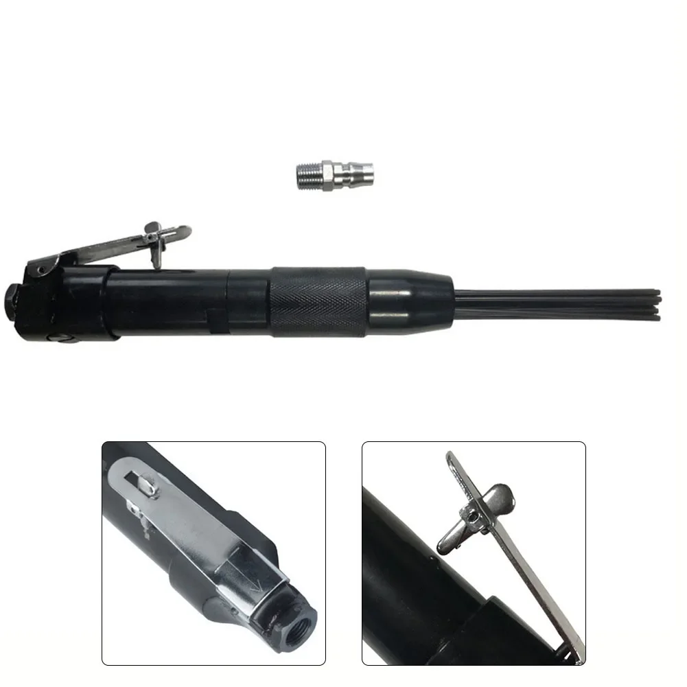 Pneumatic Air Needle Scaler Deburring Rust Paint Weld Slag Cleaning Tool with 12 Hardened Steel Needles and Dust Protection