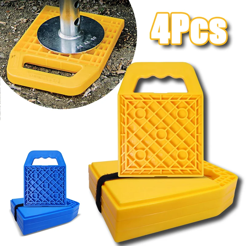 4Pack RV Stabilizing Jack Pads Camper Jack Pads RV Leveling Blocks with Handle Camper Stabilizer Blocks for Travel Trailer
