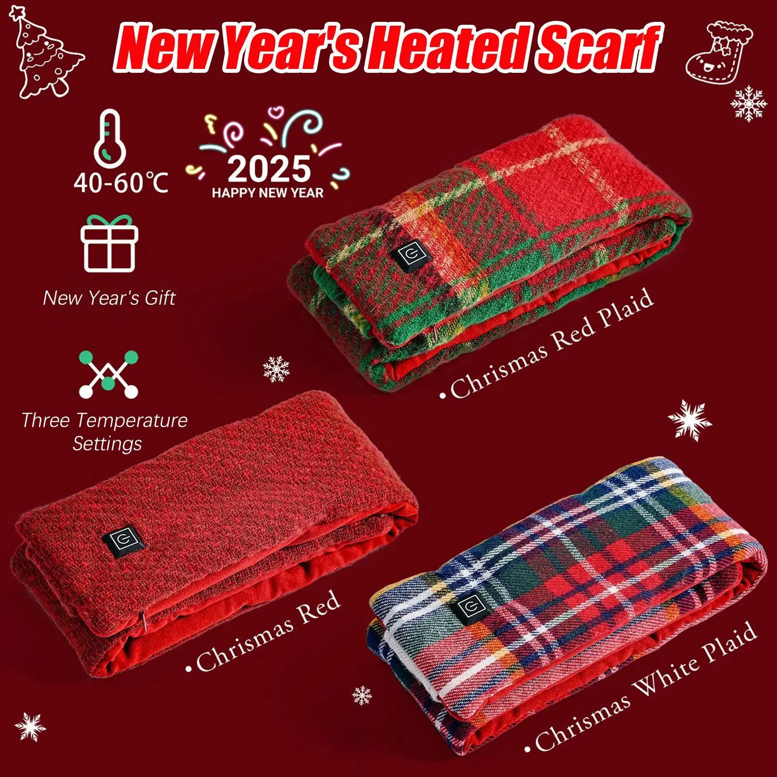 Bufanda calefactable para mujer, calentador de cuello lavable con temática navideña, bufanda calefactora para el cuello para mujeres, hombres, él, sus adultos, padre, madre