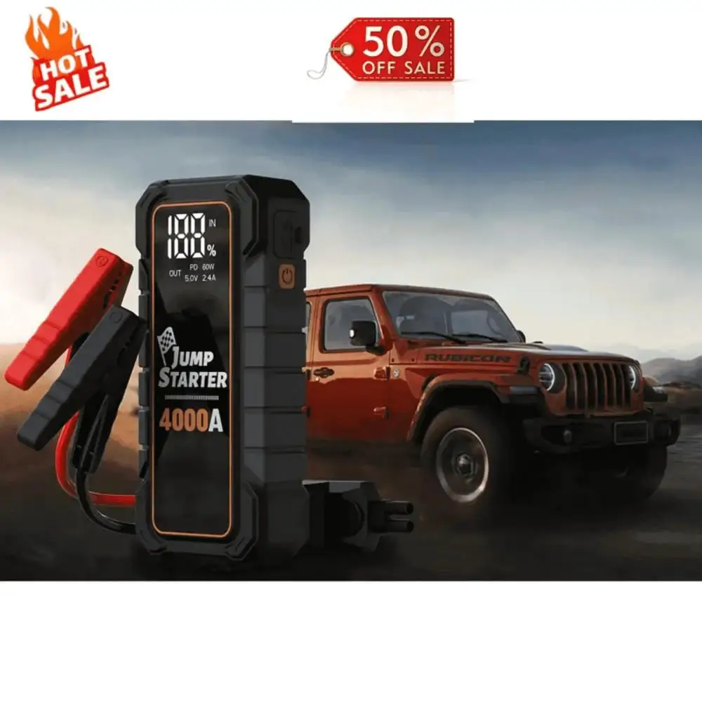 

20000mAh 12V Car Battery Jump Starter 4000 Peak Amp USB Fast Charging Light