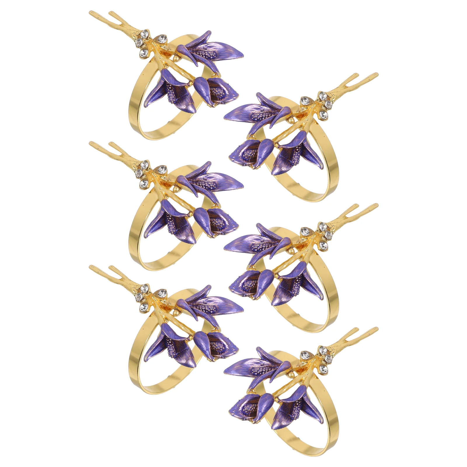 

6 pcs Metal Floral Napkin Rings Tulip Flower Napkin Holders For Wedding Party Table Decor, Zinc Alloy Serviette Buckles For
