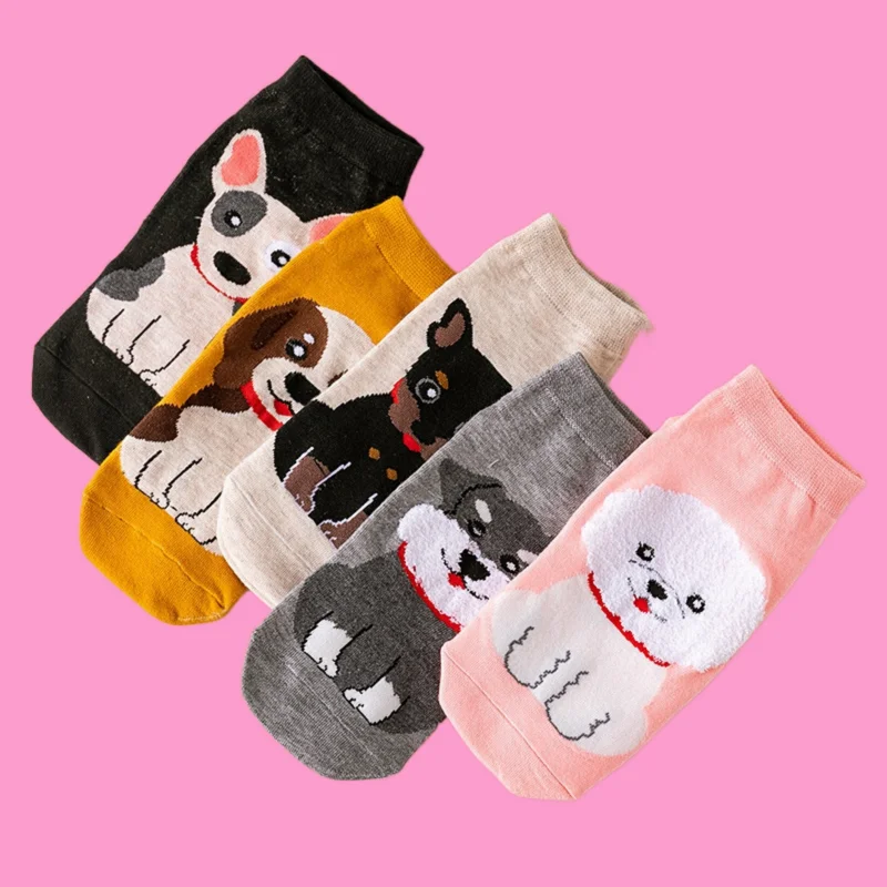 

5/10 Pairs Women Sweet And Cute Animal Cotton Casual Socks Middle-tube Socks Comfortable Breathable College Style Socks