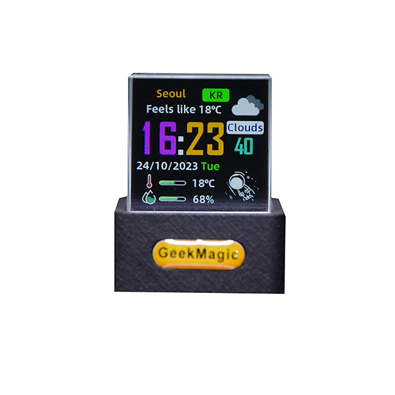 크리스탈 큐브 사진 디스플레이 홀로그램 데스크탑 스마트 기상 관측소 디지털 시계, GIF와 애니메이션 앨범